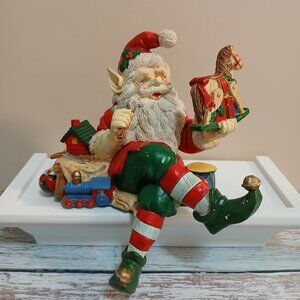 1980s Garden Ridge Santa with Toys-Shelf Sitter/Stocking Holder